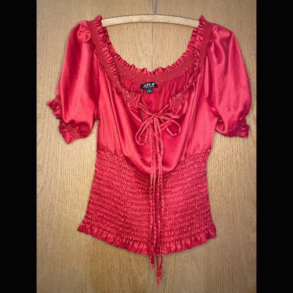 Allen B. Red Silky Blouse Size M - Picture 1 of 5